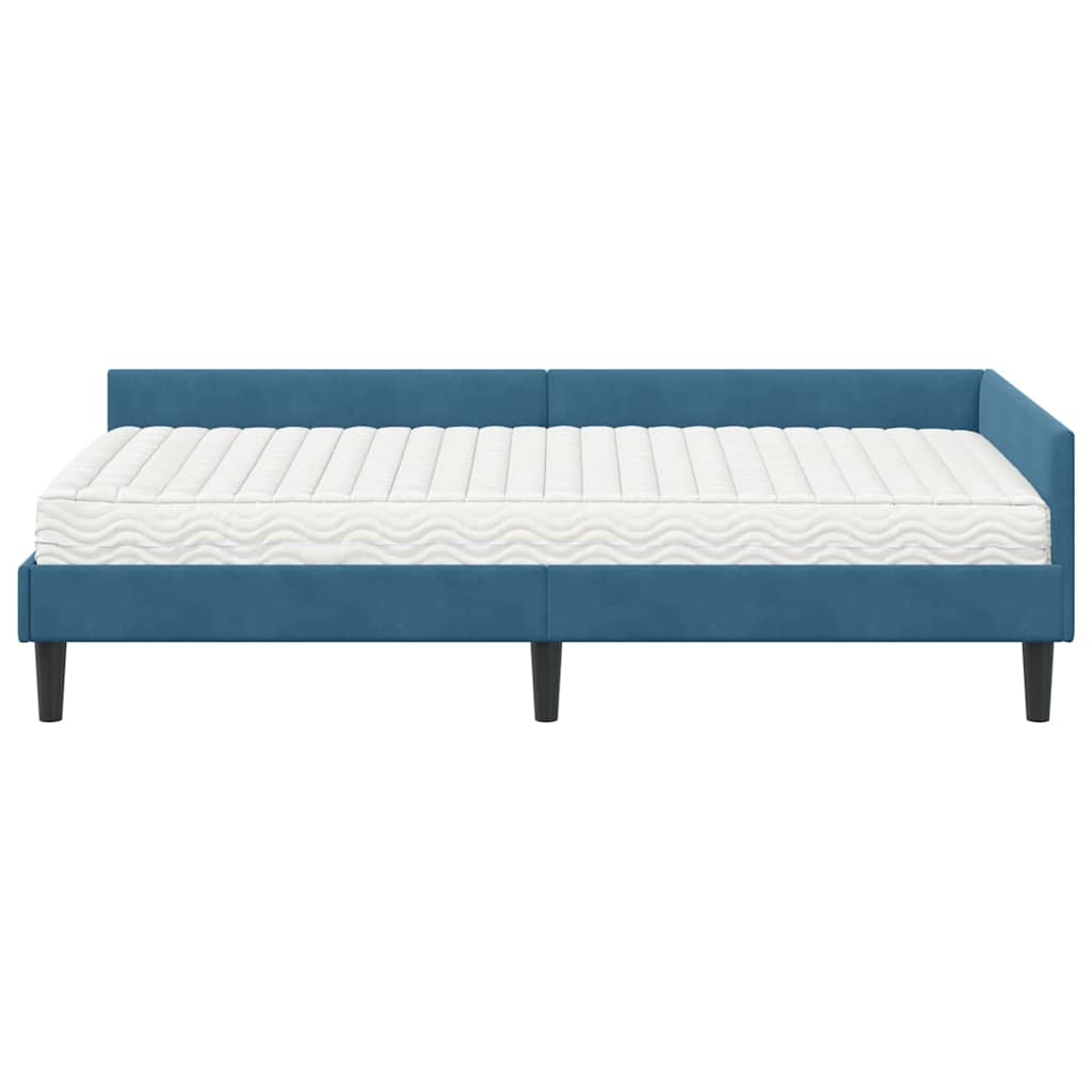 vidaXL Eckbettgestell mit Matratze Sonstiges 2 pcs Blau Samt