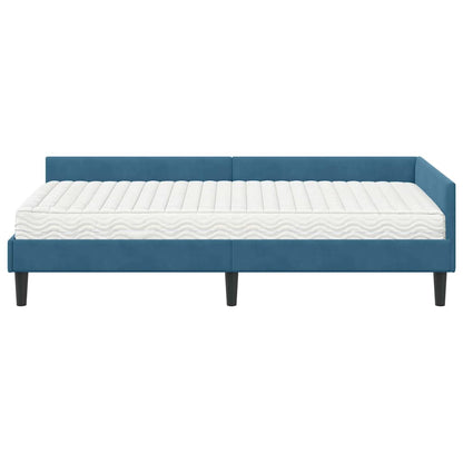 vidaXL Eckbettgestell mit Matratze Sonstiges 2 pcs Blau Samt
