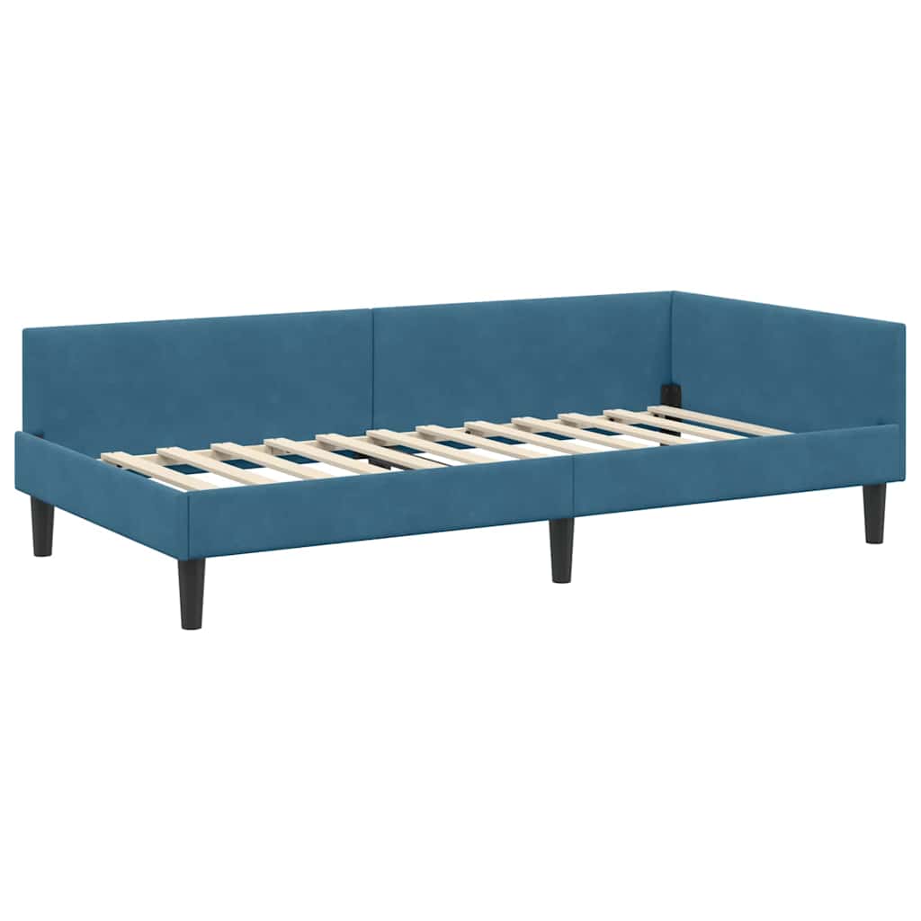 vidaXL Eckbettgestell mit Matratze Sonstiges 2 pcs Blau Samt