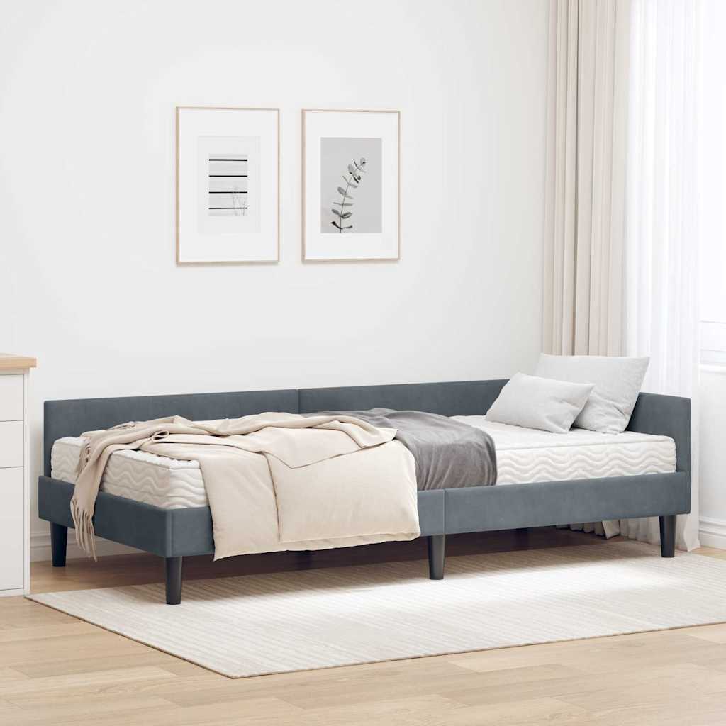 vidaXL Eckbettgestell mit Matratze Sonstiges 2 pcs Grau Samt