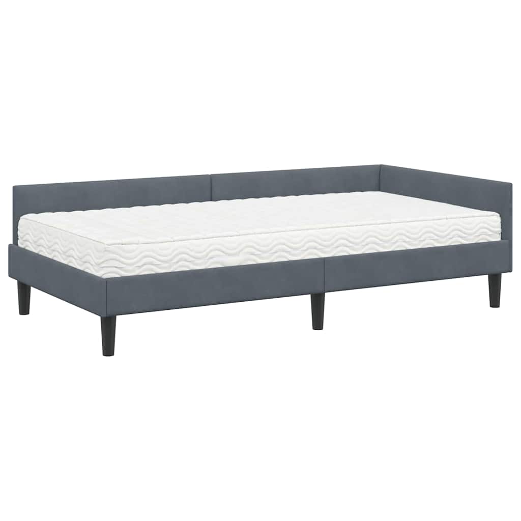 vidaXL Eckbettgestell mit Matratze Sonstiges 2 pcs Grau Samt