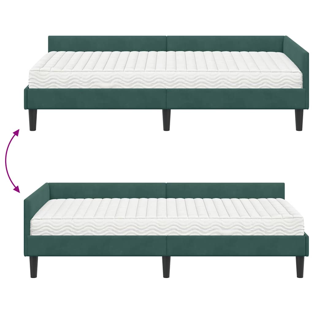 vidaXL Eckbettgestell mit Matratze Sonstiges 2 pcs Grün Samt