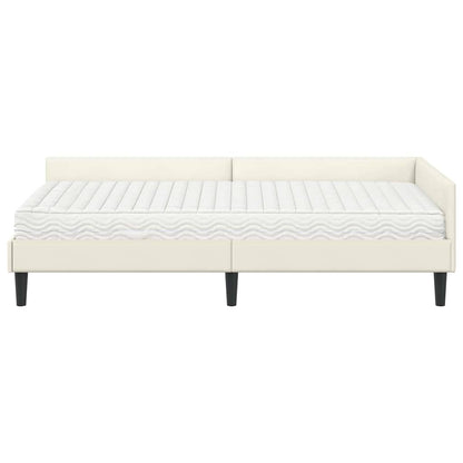 vidaXL Eckbettgestell mit Matratze Sonstiges 2 pcs Creme Samt