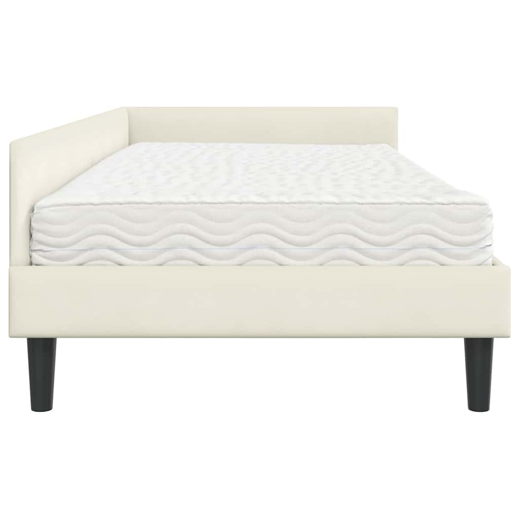 vidaXL Eckbettgestell mit Matratze Sonstiges 2 pcs Creme Samt
