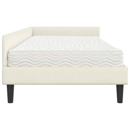 vidaXL Eckbettgestell mit Matratze Sonstiges 2 pcs Creme Samt