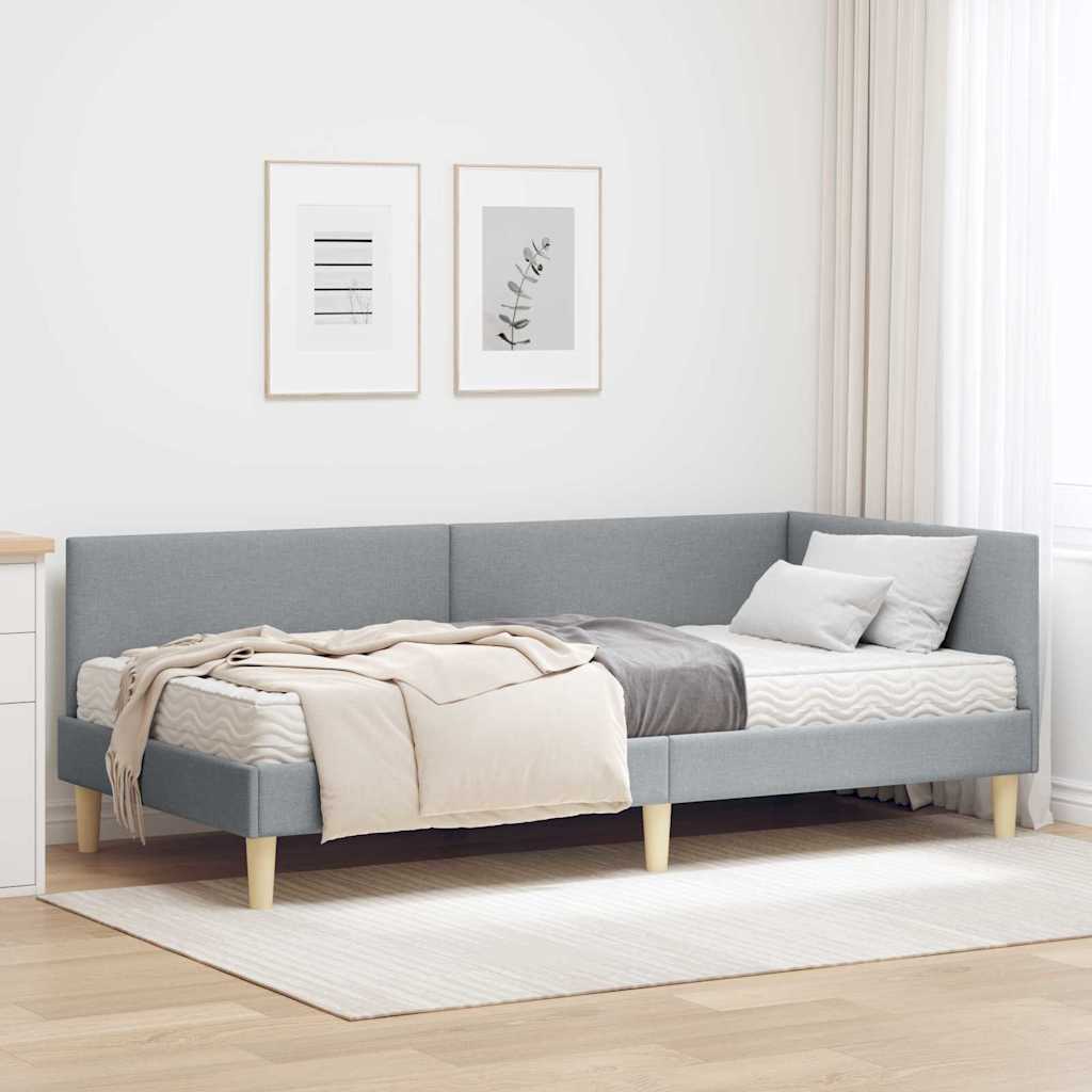 vidaXL Eckbettgestell mit Matratze Sonstiges 2 pcs Hellgrau Stoff