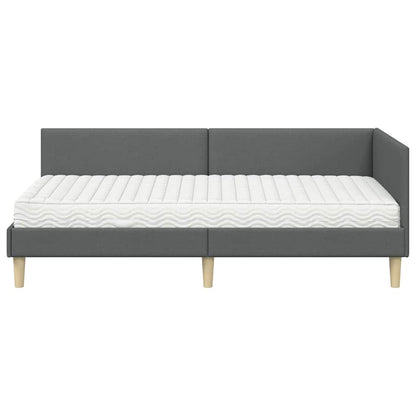 vidaXL Eckbettgestell mit Matratze Sonstiges 2 pcs Grau Stoff