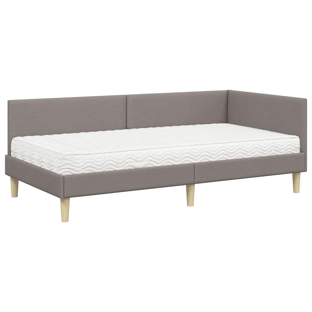 vidaXL Eckbettgestell mit Matratze Sonstiges 2 pcs Taupe Stoff