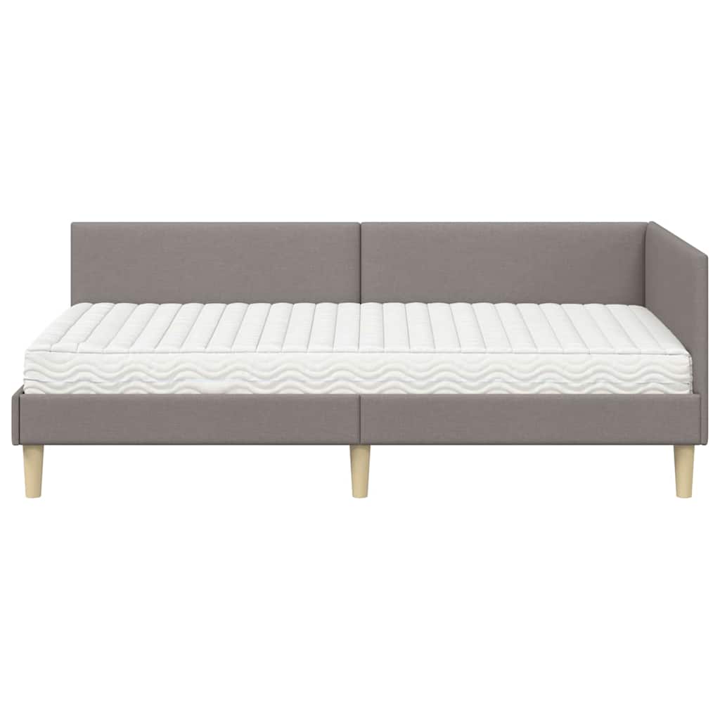 vidaXL Eckbettgestell mit Matratze Sonstiges 2 pcs Taupe Stoff