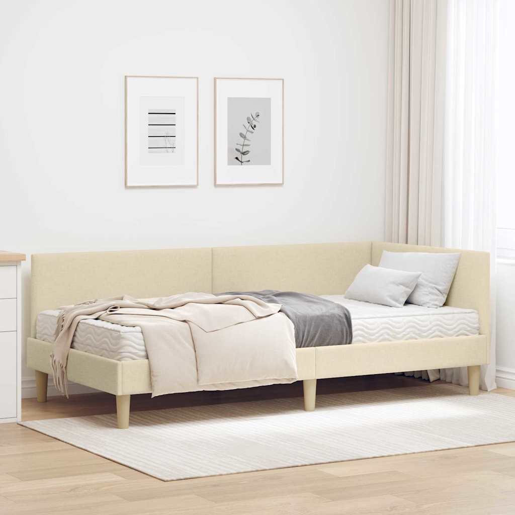 vidaXL Eckbettgestell mit Matratze Sonstiges 2 pcs Creme Stoff