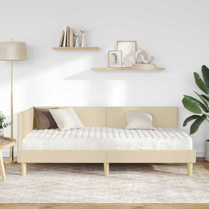 vidaXL Eckbettgestell mit Matratze Sonstiges 2 pcs Creme Stoff