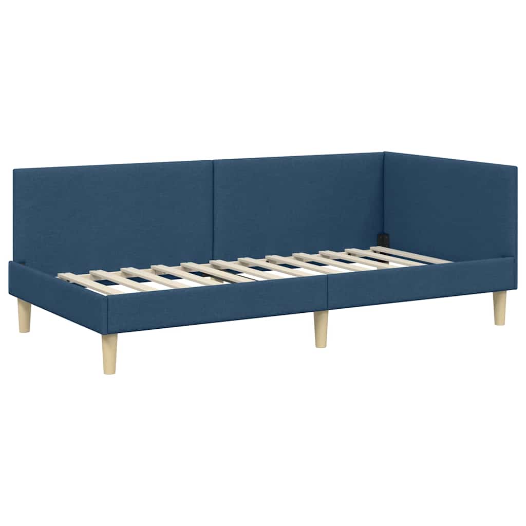 vidaXL Eckbettgestell mit Matratze Sonstiges 2 pcs Blau Stoff