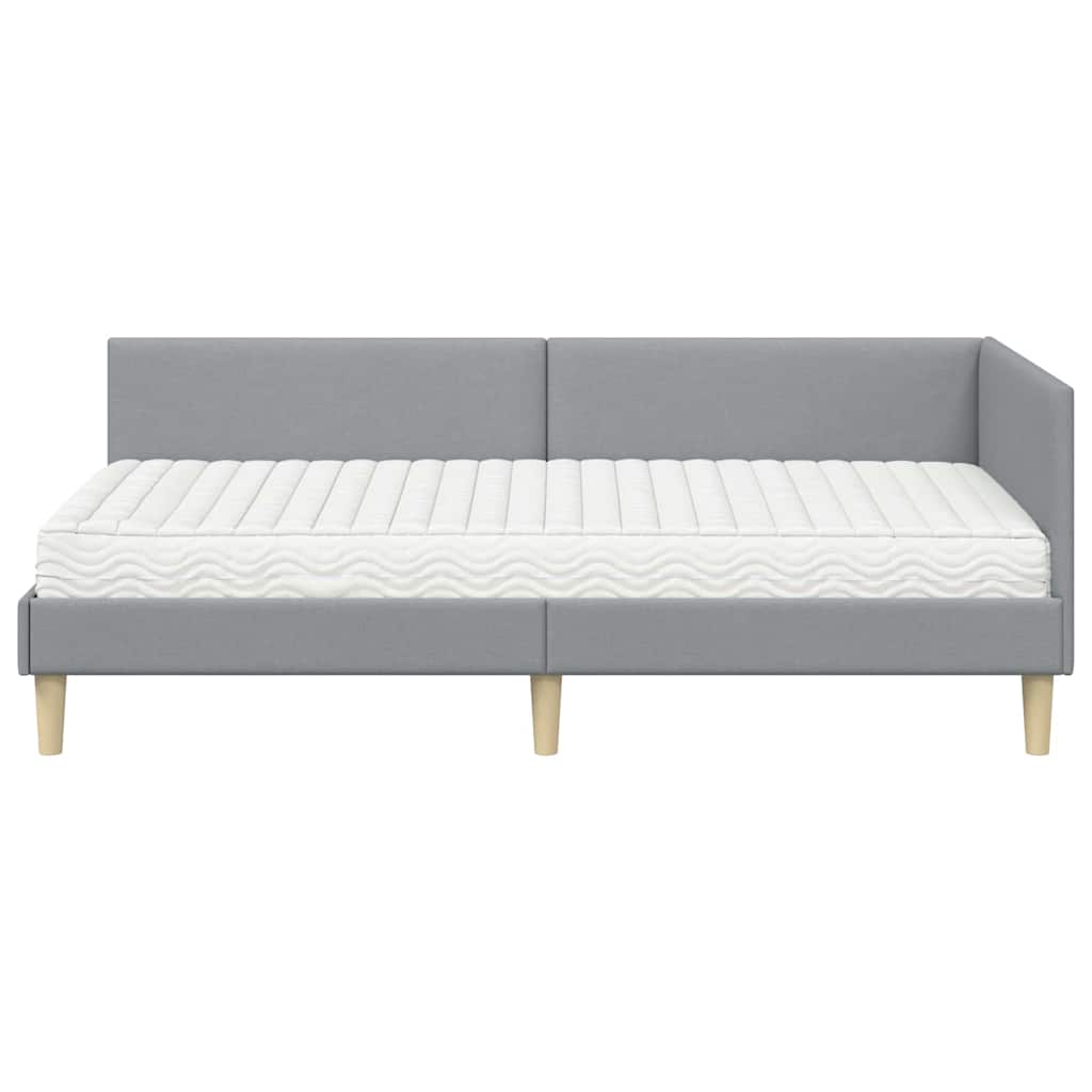 vidaXL Eckbettgestell mit Matratze Sonstiges 2 pcs Hellgrau Stoff