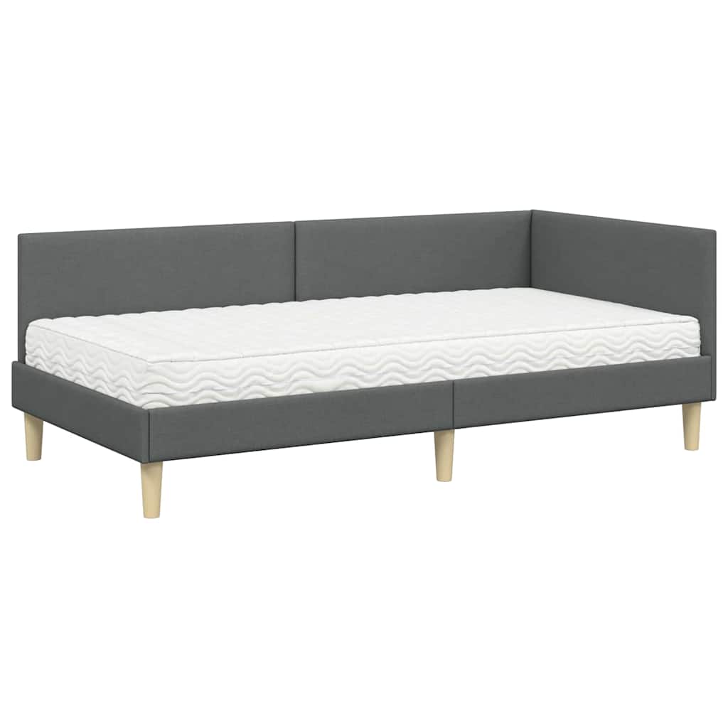 vidaXL Eckbettgestell mit Matratze Sonstiges 2 pcs Grau Stoff
