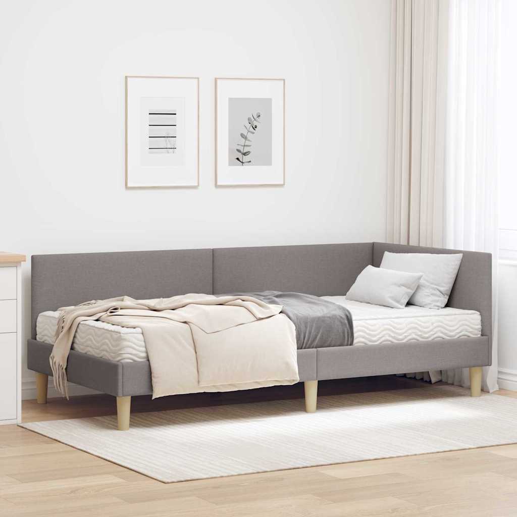 vidaXL Eckbettgestell mit Matratze Sonstiges 2 pcs Taupe Stoff