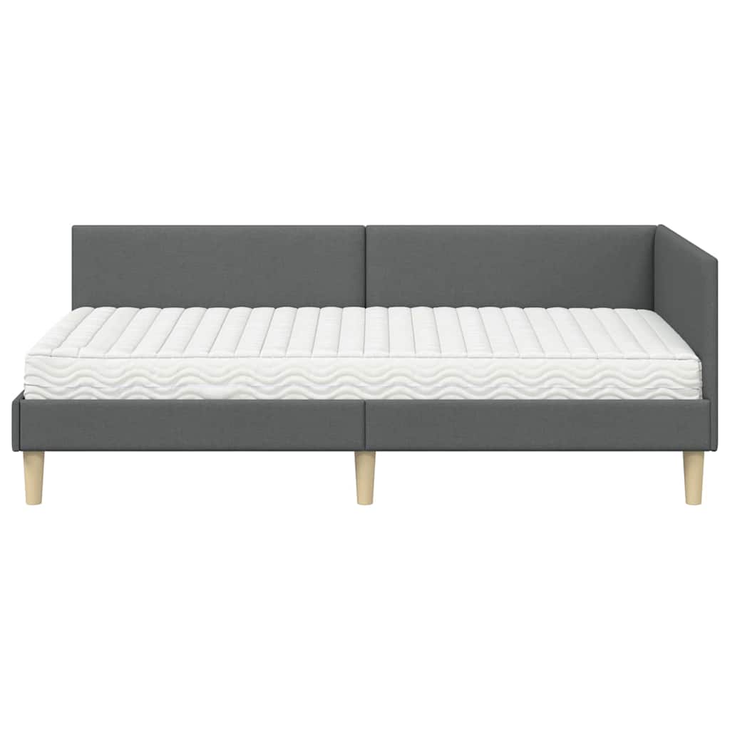 vidaXL Eckbettgestell mit Matratze Sonstiges 2 pcs Grau Stoff