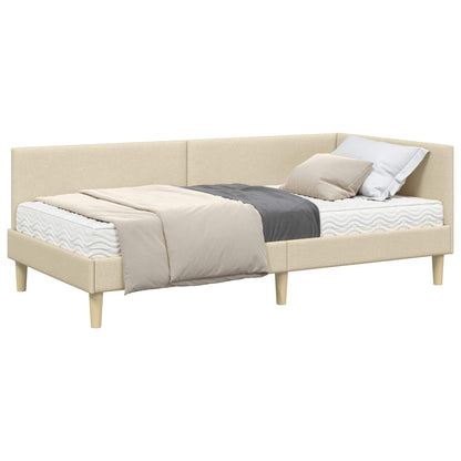 vidaXL Eckbettgestell mit Matratze Sonstiges 2 pcs Creme Stoff