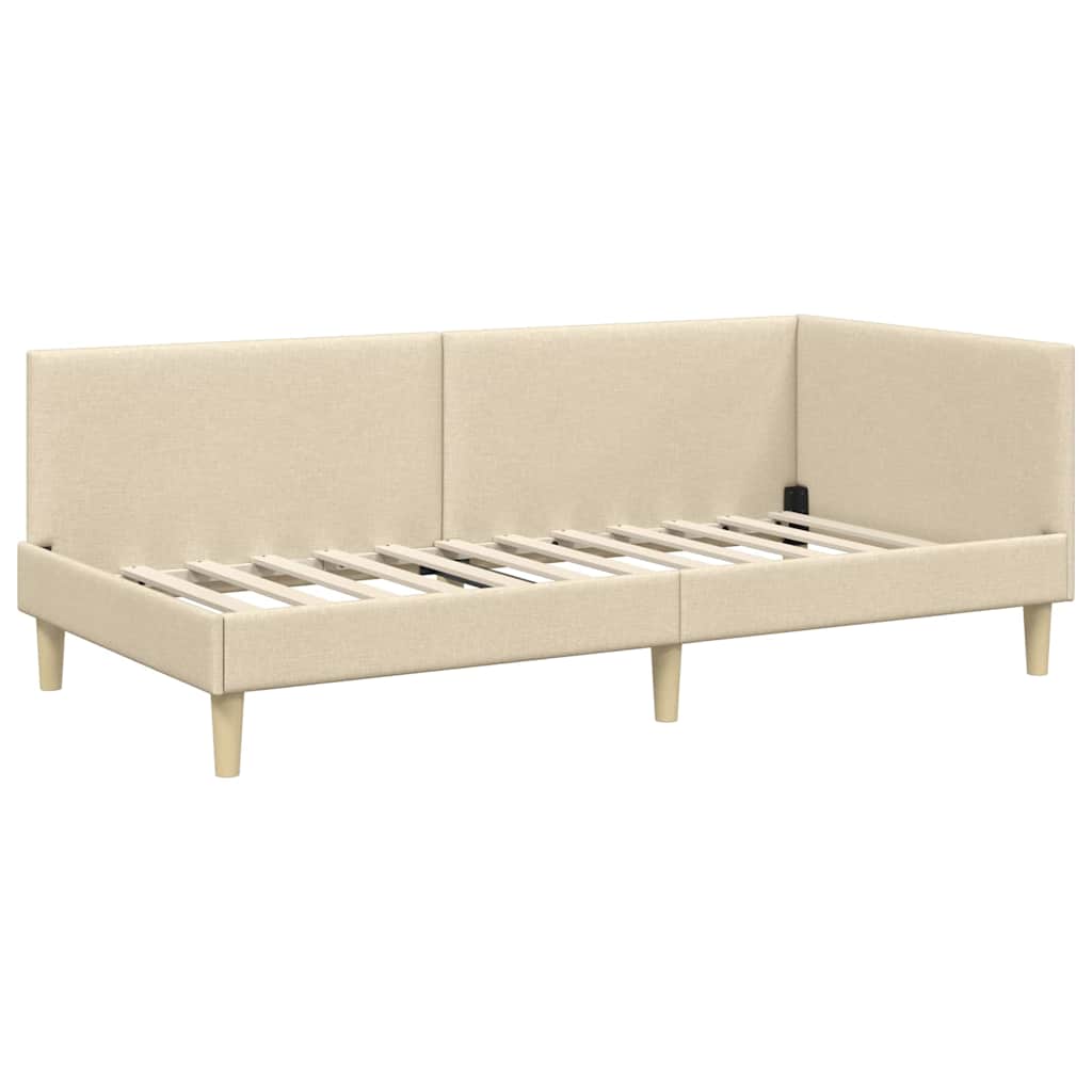 vidaXL Eckbettgestell mit Matratze Sonstiges 2 pcs Creme Stoff