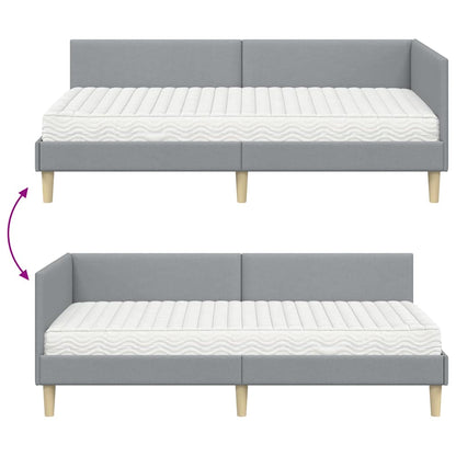 vidaXL Eckbettgestell mit Matratze Sonstiges 2 pcs Hellgrau Stoff