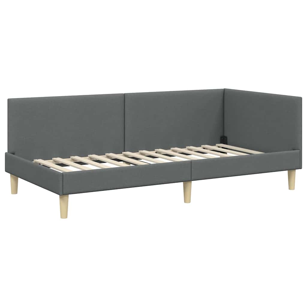 vidaXL Eckbettgestell mit Matratze Sonstiges 2 pcs Grau Stoff