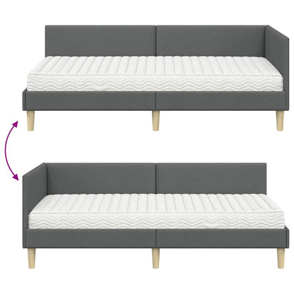 vidaXL Eckbettgestell mit Matratze Sonstiges 2 pcs Grau Stoff