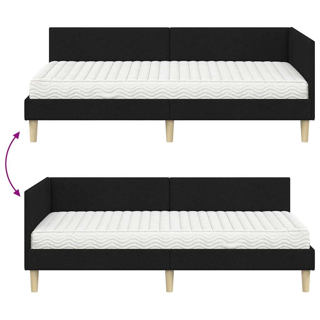 vidaXL Eckbettgestell mit Matratze Sonstiges 2 pcs Grün Stoff