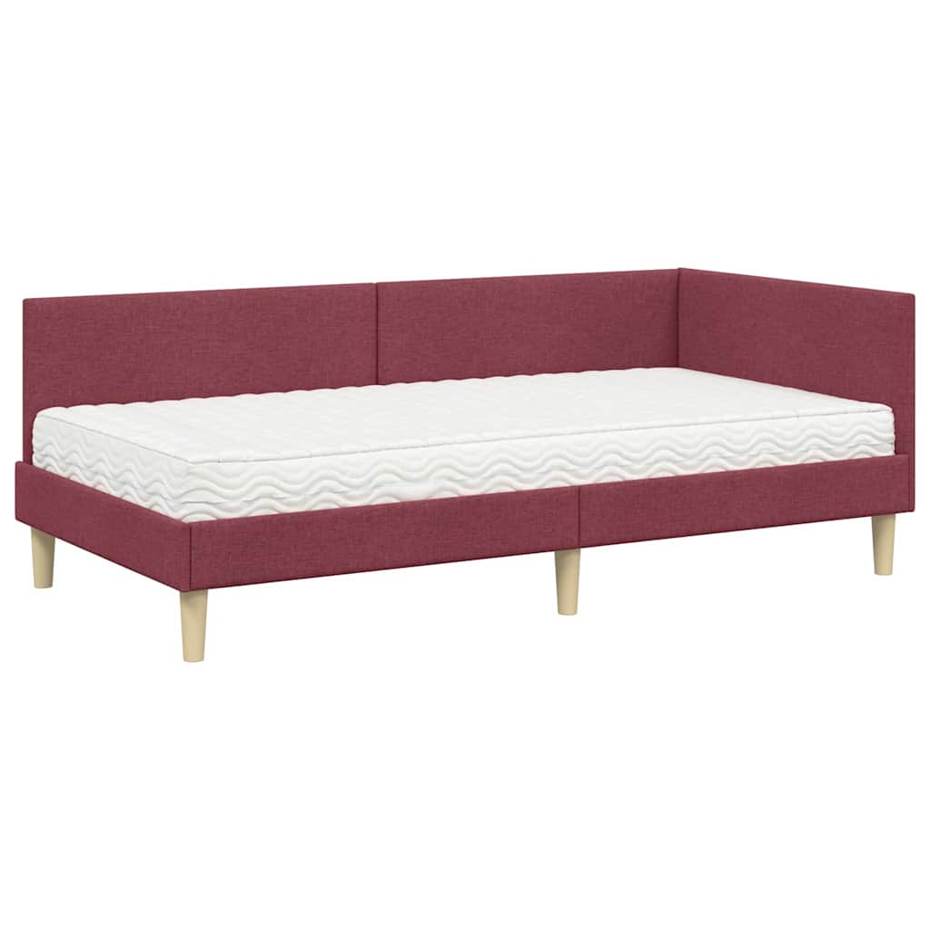 vidaXL Eckbettgestell mit Matratze Sonstiges 2 pcs Grau Stoff