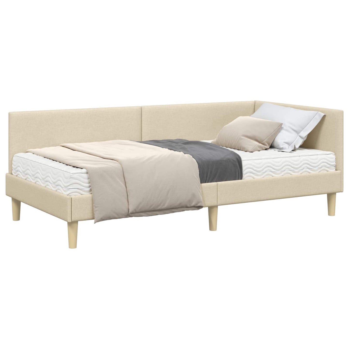 vidaXL Eckbettgestell mit Matratze Sonstiges 2 pcs Creme Stoff