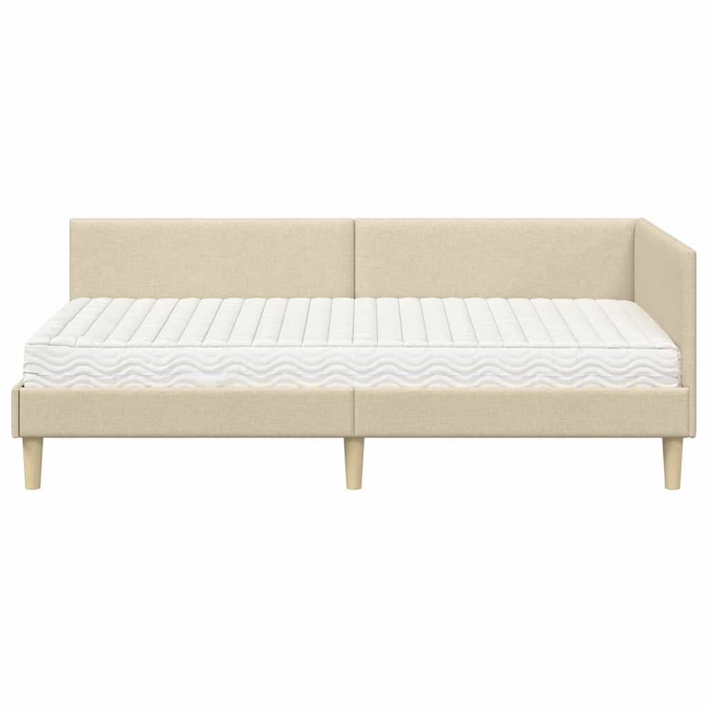 vidaXL Eckbettgestell mit Matratze Sonstiges 2 pcs Creme Stoff