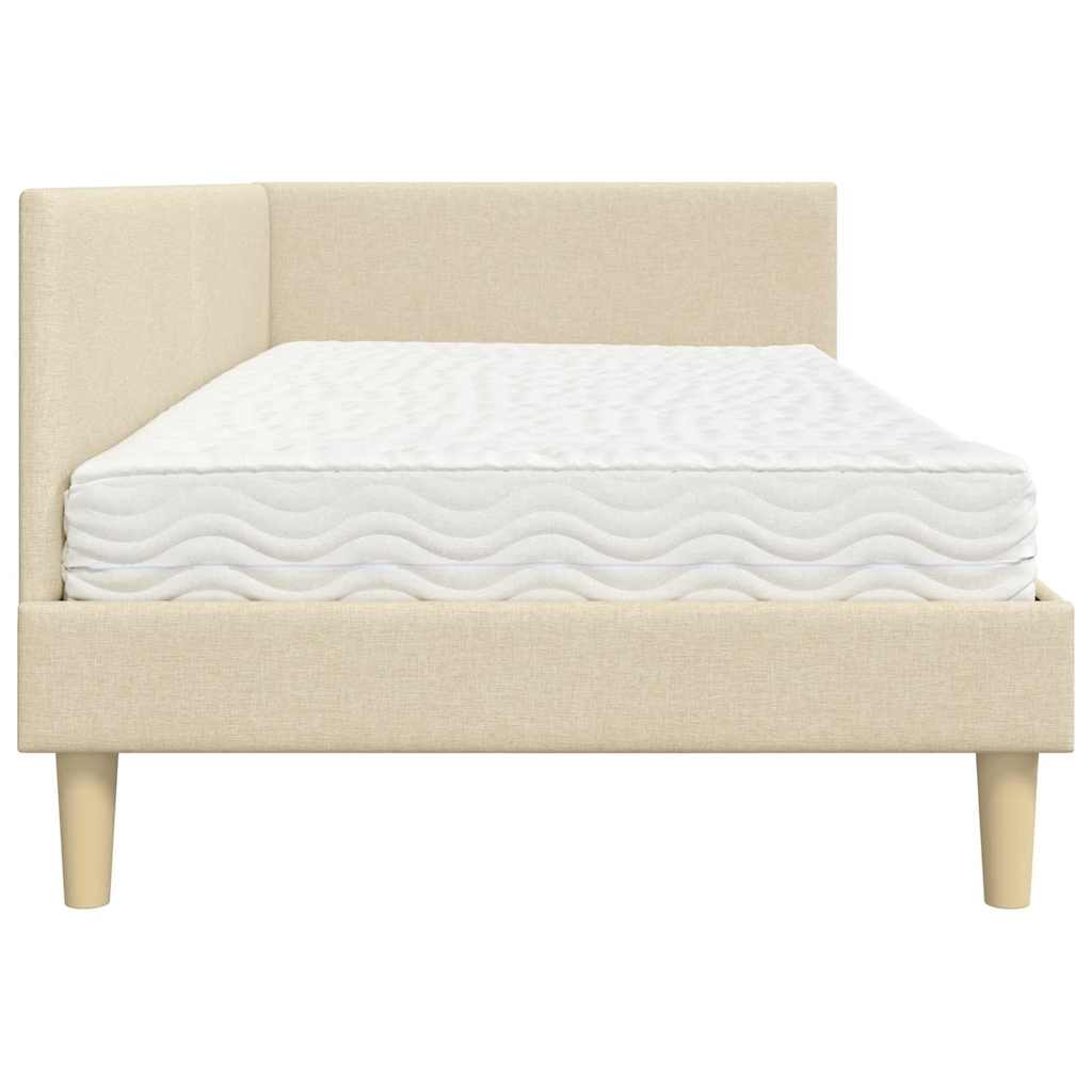 vidaXL Eckbettgestell mit Matratze Sonstiges 2 pcs Creme Stoff