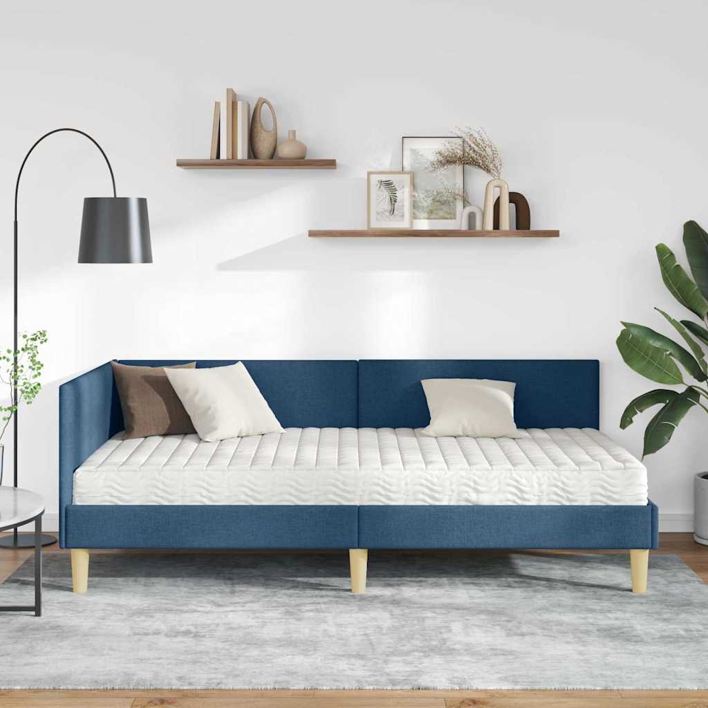 vidaXL Eckbettgestell mit Matratze Sonstiges 2 pcs Blau Stoff