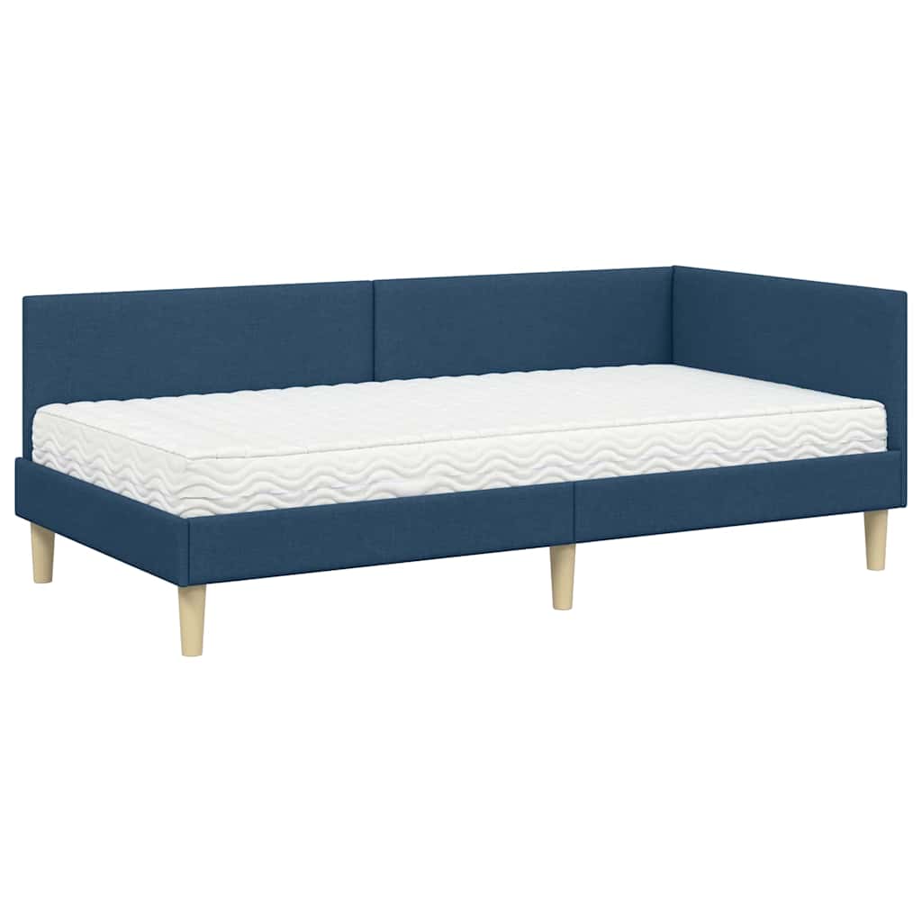 vidaXL Eckbettgestell mit Matratze Sonstiges 2 pcs Blau Stoff