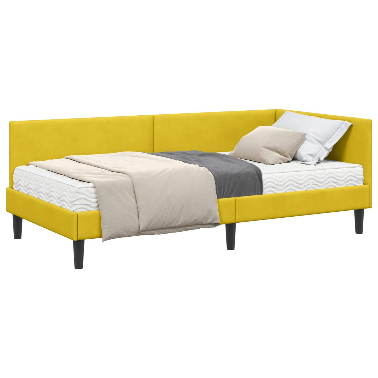 vidaXL Eckbettgestell mit Matratze Sonstiges 2 pcs Gelb Samt