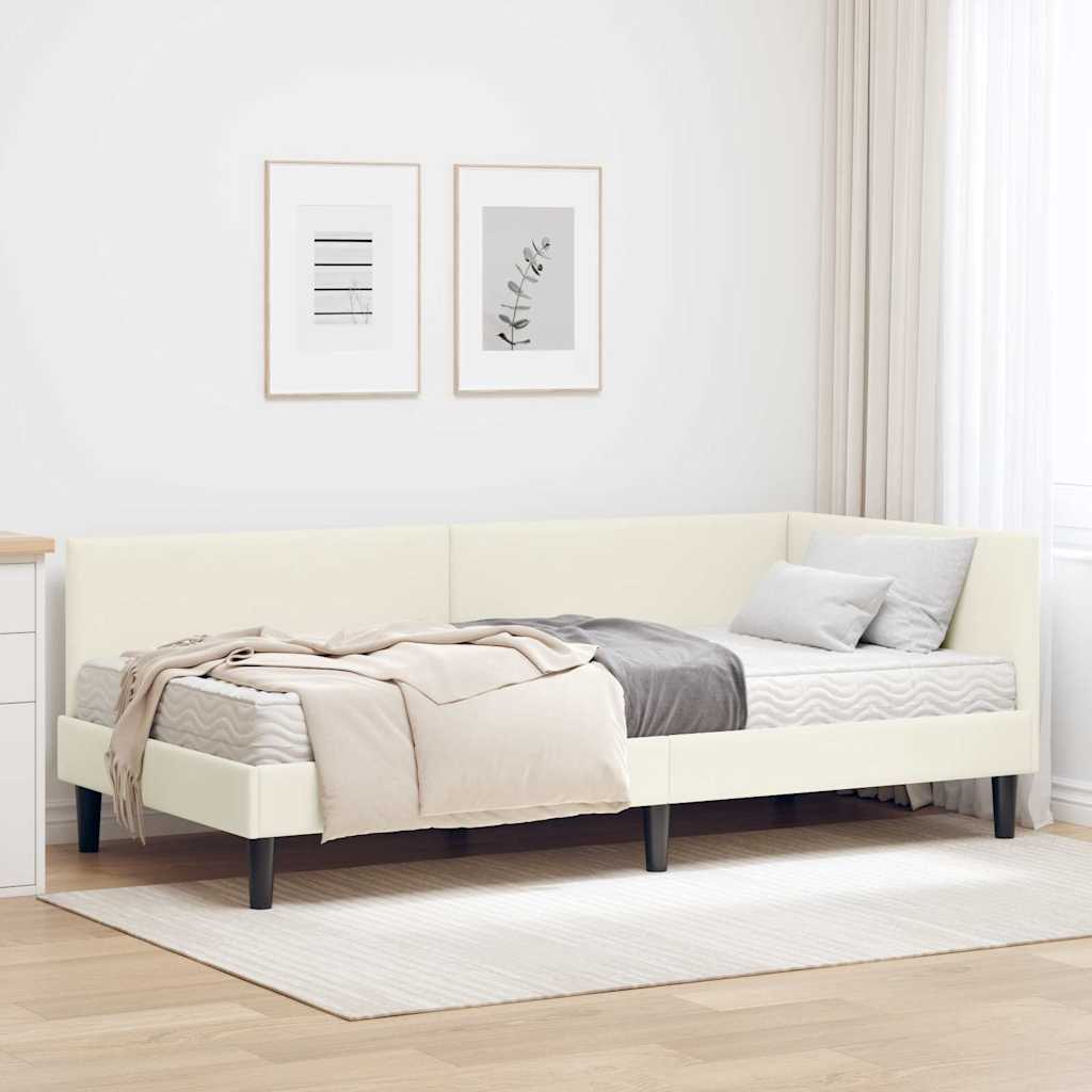 vidaXL Eckbettgestell mit Matratze Sonstiges 2 pcs Creme Samt