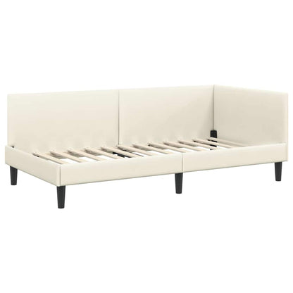 vidaXL Eckbettgestell mit Matratze Sonstiges 2 pcs Creme Samt