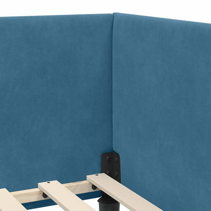 vidaXL Eckbettgestell mit Matratze Sonstiges 2 pcs Blau Samt