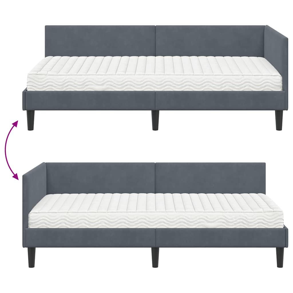 vidaXL Eckbettgestell mit Matratze Sonstiges 2 pcs Grau Samt