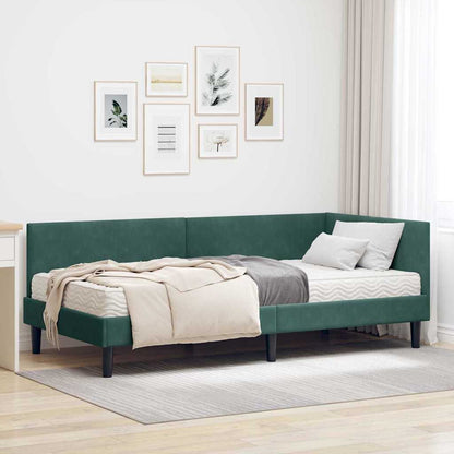 vidaXL Eckbettgestell mit Matratze Sonstiges 2 pcs Grün Samt