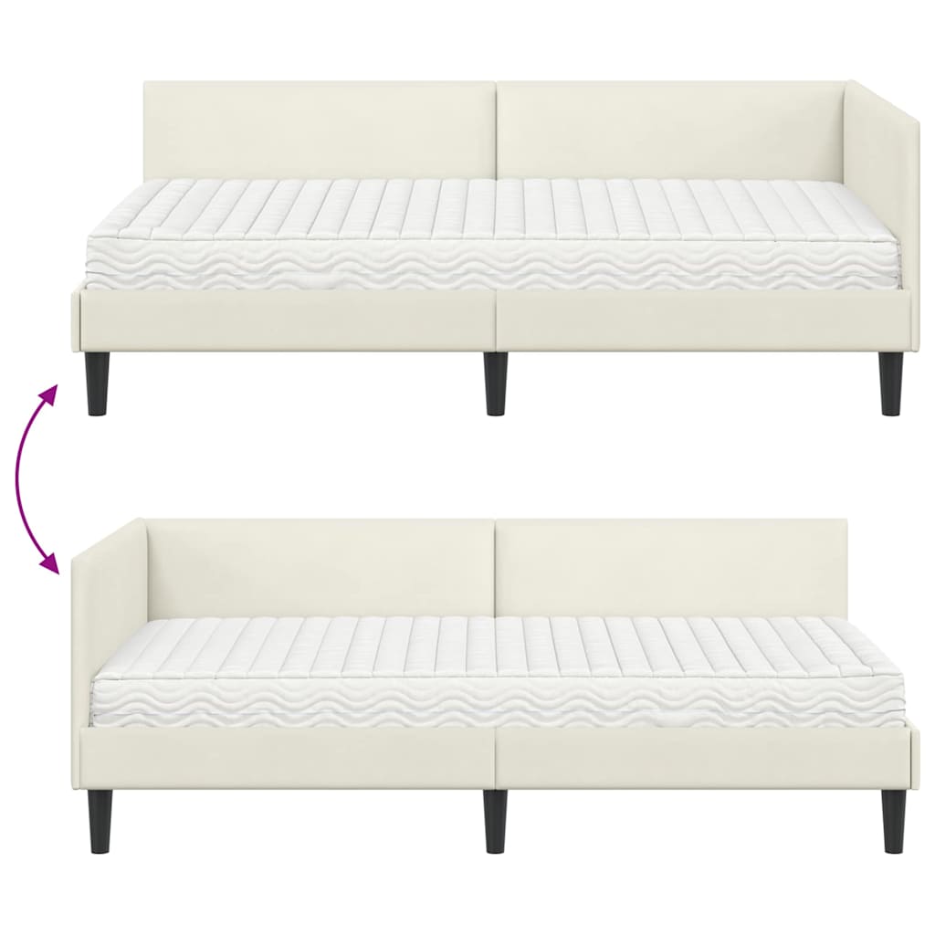 vidaXL Eckbettgestell mit Matratze Sonstiges 2 pcs Creme Samt