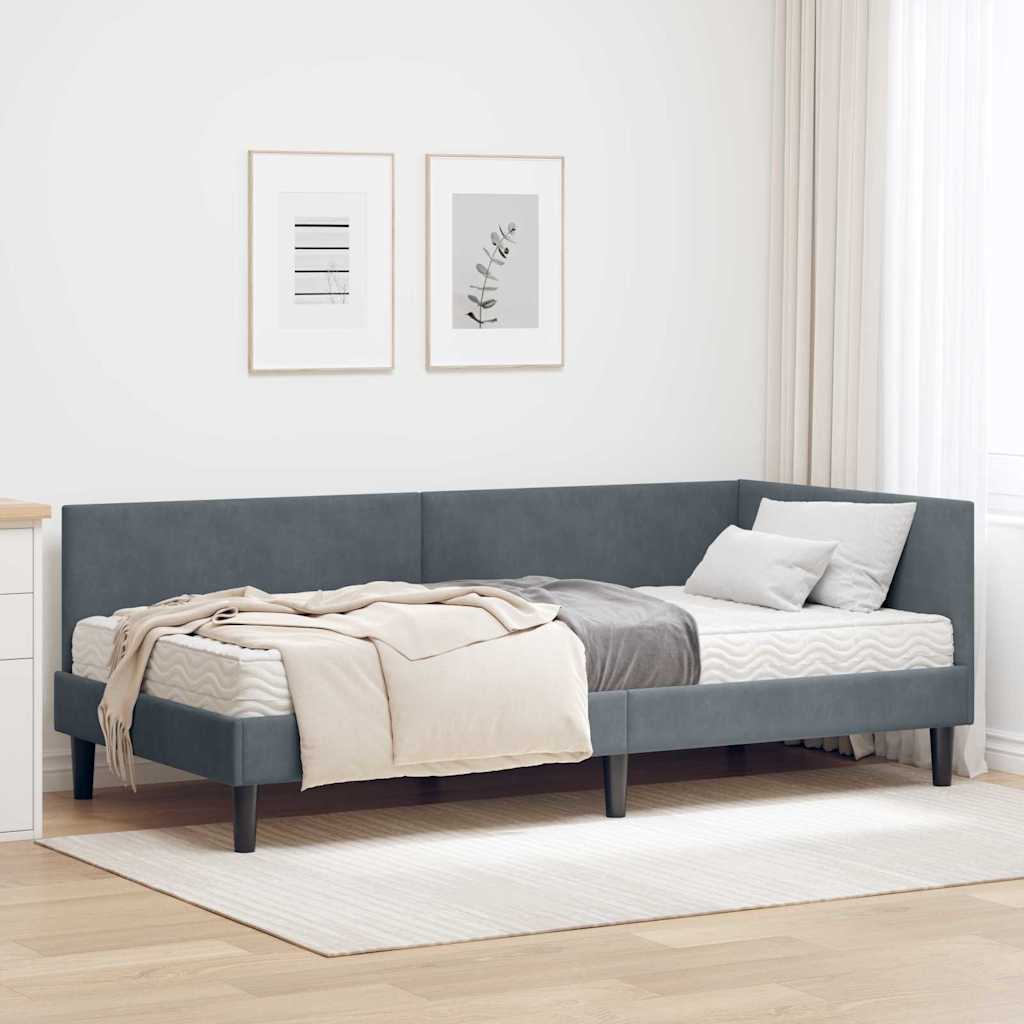 vidaXL Eckbettgestell mit Matratze Sonstiges 2 pcs Grau Samt