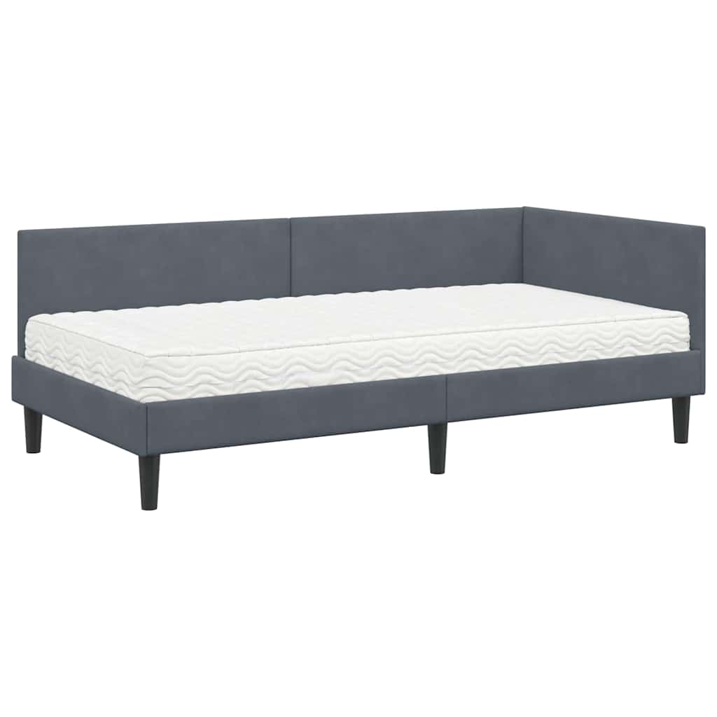 vidaXL Eckbettgestell mit Matratze Sonstiges 2 pcs Grau Samt