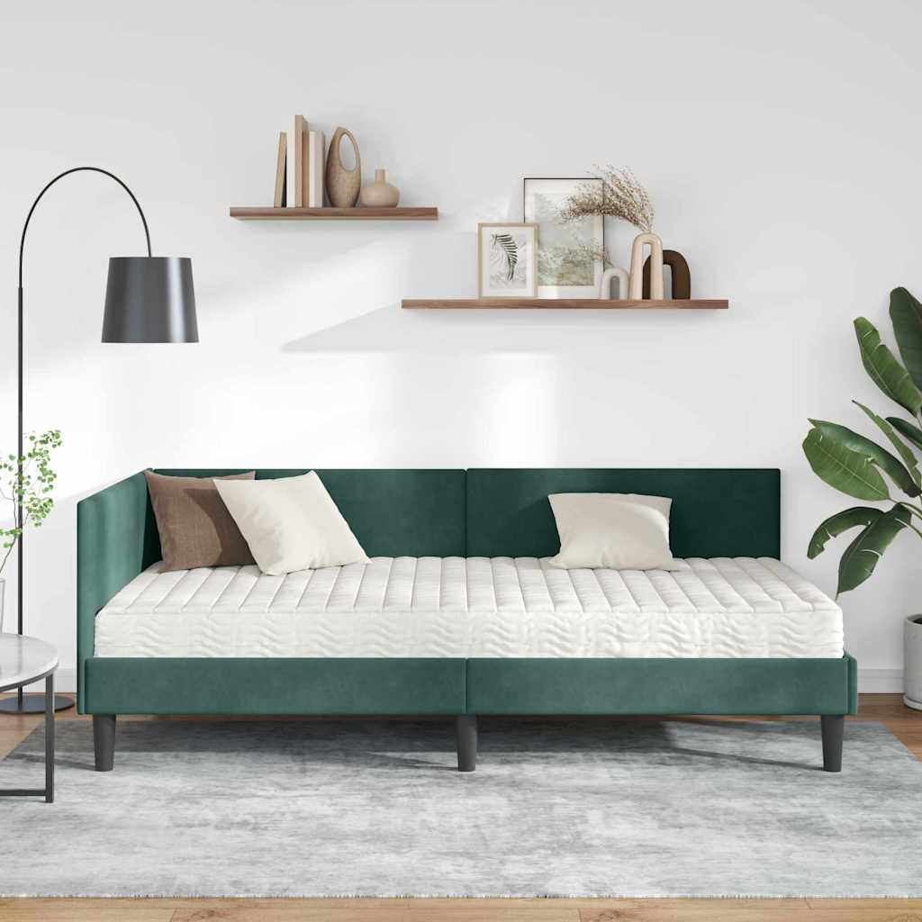 vidaXL Eckbettgestell mit Matratze Sonstiges 2 pcs Grün Samt