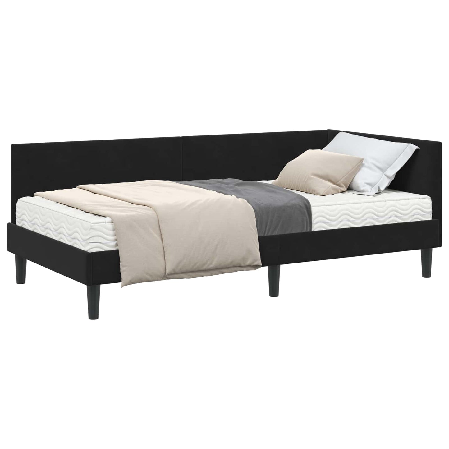 vidaXL Eckbettgestell mit Matratze Sonstiges 2 pcs Schwarz Samt