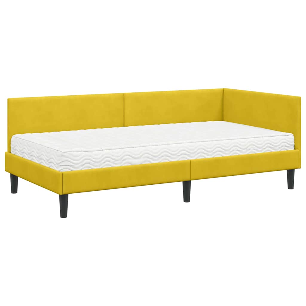vidaXL Eckbettgestell mit Matratze Sonstiges 2 pcs Gelb Samt