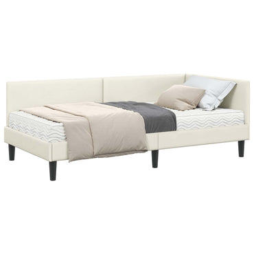vidaXL Eckbettgestell mit Matratze Sonstiges 2 pcs Creme Samt