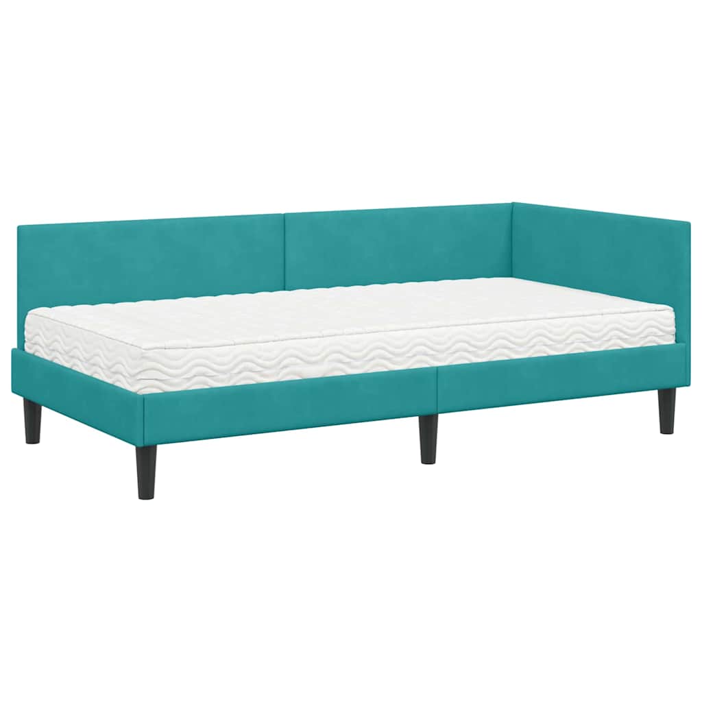 Eckbettgestell mit Matratze Sonstiges 2 pcs Türkis Samt