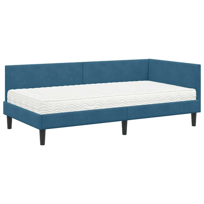 vidaXL Eckbettgestell mit Matratze Sonstiges 2 pcs Blau Samt