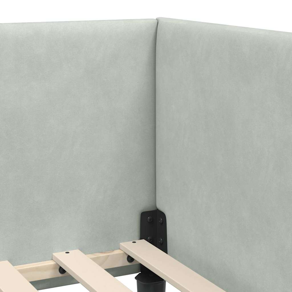 vidaXL Eckbettgestell mit Matratze Sonstiges 2 pcs Hellgrau Samt