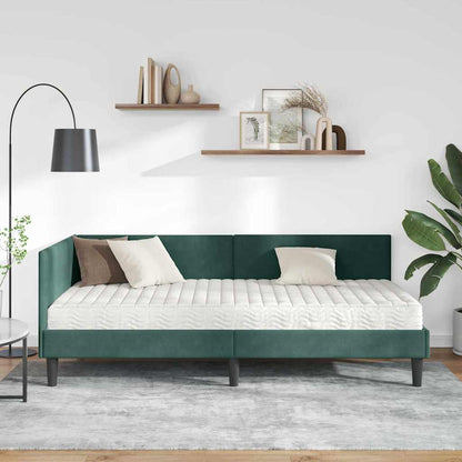 vidaXL Eckbettgestell mit Matratze Sonstiges 2 pcs Grün Samt