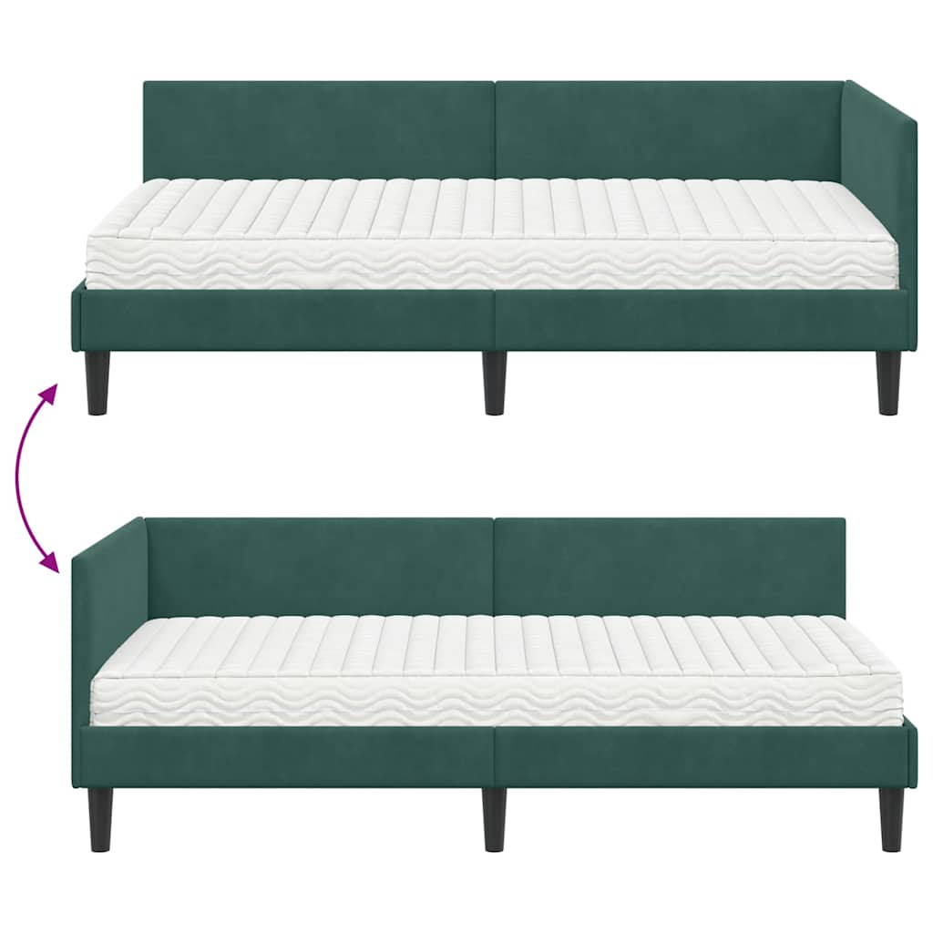 vidaXL Eckbettgestell mit Matratze Sonstiges 2 pcs Grün Samt